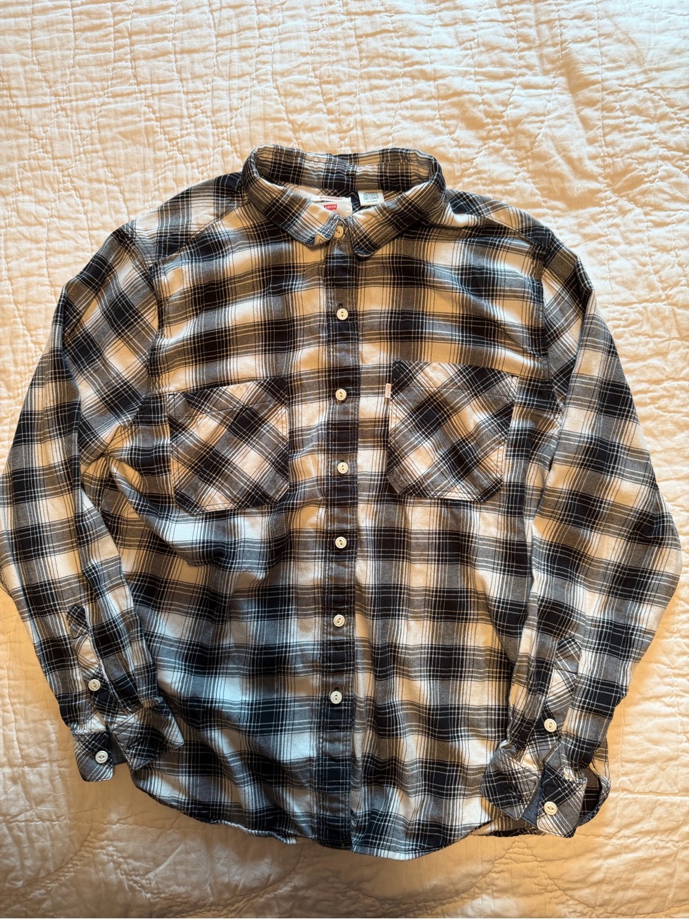 Levi's Black and White Plaid Button-Down Shirt